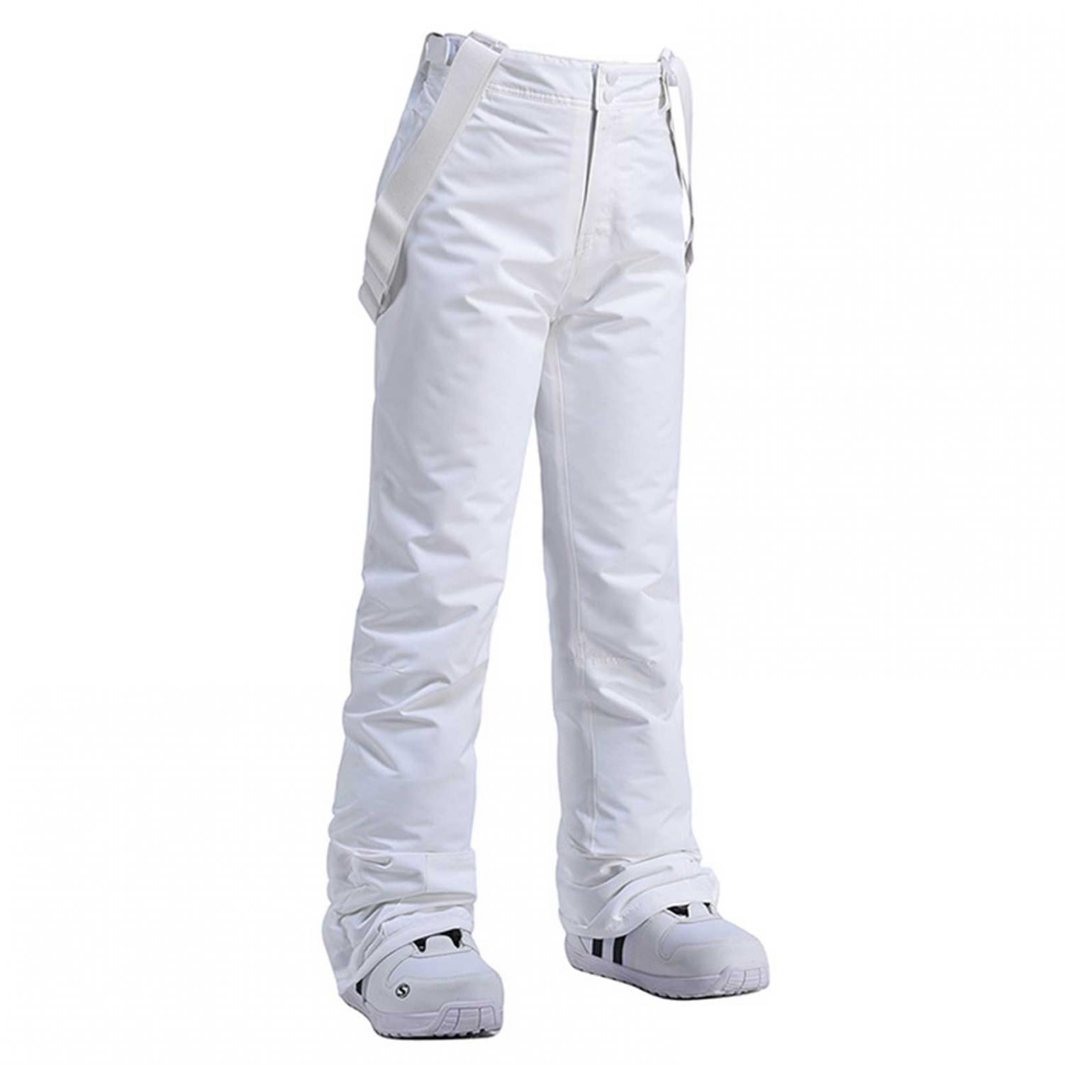 Women's Snow Pants Removable Suspender Ski Outdoor Fleece Insulated Pants 