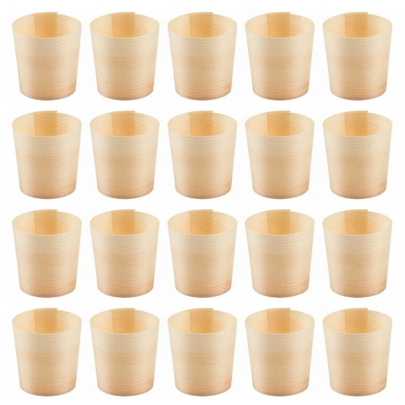 20pcs tazas de madera tazas de madera desechables tazas de agua redondas para la ensalada portátil