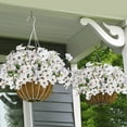 thumbnail image 4 of Deago 6 Bundles Artificial Violet Flowers Outdoor UV Resistant Shrubs Fake Flowers No Fade Plastic Plants Garden Porch Window Box Decorating (White), 4 of 6