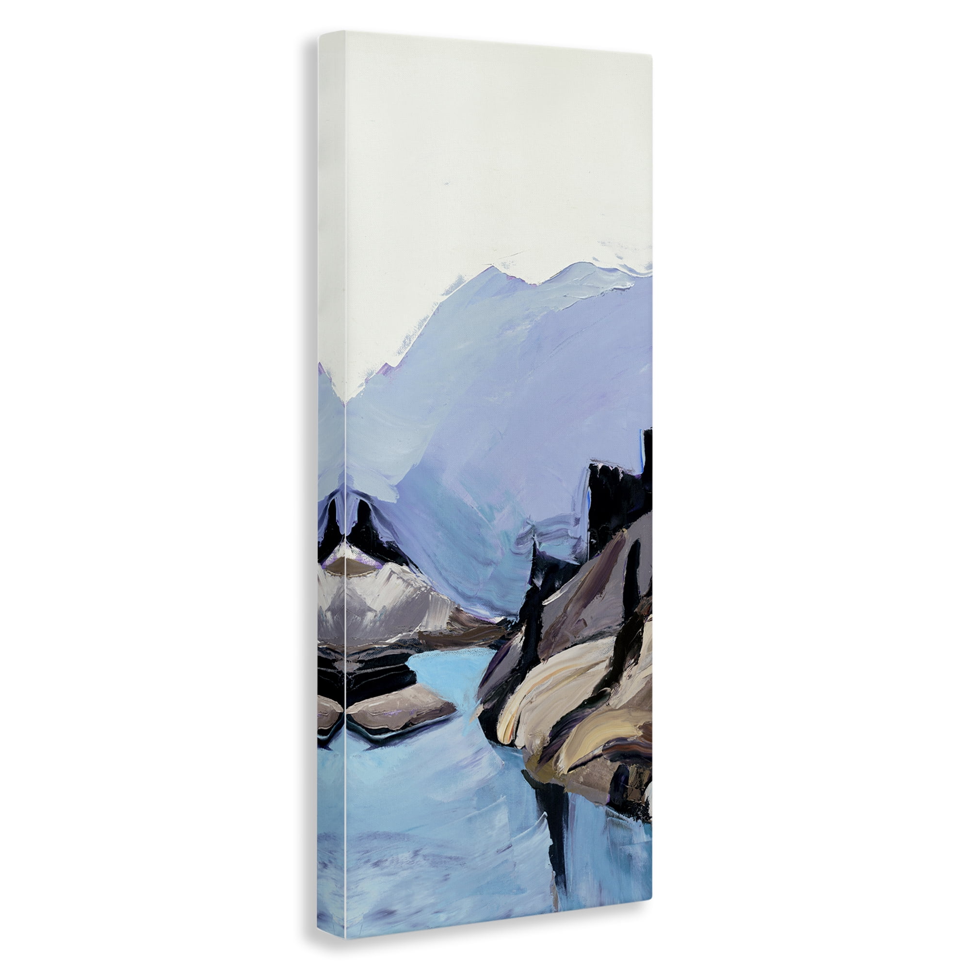 Stupell Industries Mountain River Abstraction Landscape & Nature Painting Wrapped Canvas Art Print Wall Art, 10 x 24