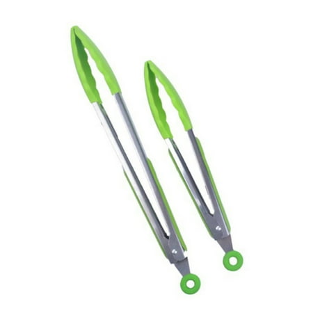 

Kitchen Tongs Stainless Steel with Non-Stick Silicone Tips Set of 2 Utensils for Cooking Barbecue Grilling Serving Salad by Classic Cuisine