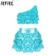 thumbnail image 2 of Traje de baile moderno para niñas, jazz, salsa latina, samba y rumba, top corto con lentejuelas brillantes metálicas y pantalones cortos con falda, culottes, 2 of 5
