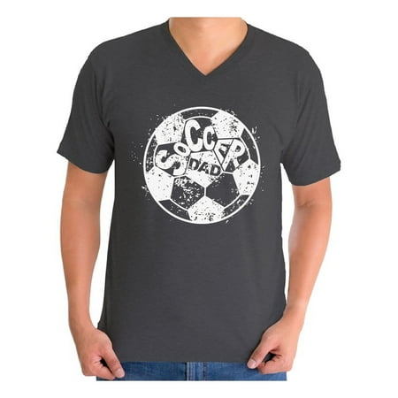 Awkward Styles Men's Soccer Dad Ball Graphic V-neck T-shirt Tops White Vintage Father`s Day Best Soccer (Best Soccer Spirits Players)
