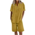 thumbnail image 5 of Mgmyaa Women's Two Piece Outfits V Neck Short Sleeve Shirts and Drawstring Shorts Lounge Sets, 5 of 5