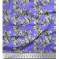 thumbnail image 1 of Soimoi Cotton Poplin Fabric Leopard Skin,Leaves & White Flower Floral Print Sewing Fabric Yard 42 Inch Wide, 1 of 1