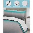 thumbnail image 4 of Quilts Twin-XL Size Bedding Set, Turquoise Grey Ombre Lightweight Quilted Comforter, Teal Modern Geometric Striped Abstract Art Soft Bedspread Coverlet with Pillow Covers for All Season, 68" x 98", 4 of 7