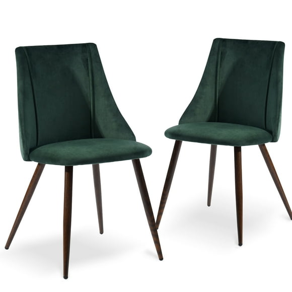 Homy Casa Upholstered Dining Side Chairs Set of 2 with Backrest & Metal Legs, Mid Century Modern