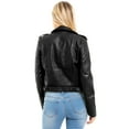thumbnail image 7 of Made by Olivia Women's Classic Slim Fit Faux Leather Zip Up Biker Jacket, 7 of 7