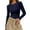Navy, variant on Women's Autumn Long Sleeved Ribbed Knit Casual Round Neck Slim Fit Seam Basic T Shirt Top Womens Short Sleeve Raglan Tee Handstand Shirt Long Sleeve Long Sleeve Thin T Shirt Women Athletic Top 2 T