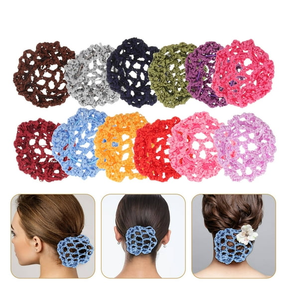 AURARMLET 12pcs Bun Hair Net Fabric Assorted Color With Elegant Events