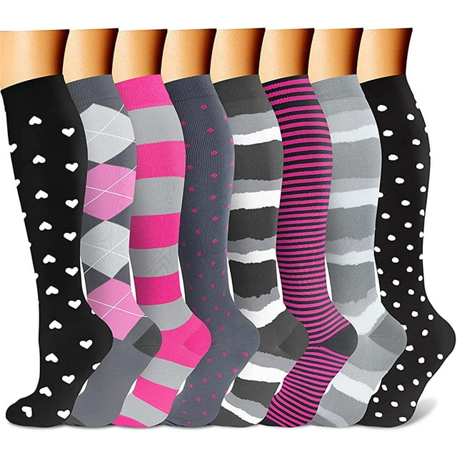 Compression Socks for Women & Men Circulation (8 Pairs)15-20 mmHg is Best Support for Athletic Running Cycling
