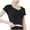 Black, variant on Womens Workout Crop Tops Comfy Yoga Scoop Neck Short Sleeve Shirt Fitting Athletic Tunics with Bra Pads