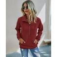 thumbnail image 2 of PRETTYGARDEN Women's Casual Long Sleeve Lapel Zipper Sweatshirt Drawstring Loose Pullover Tops, 2 of 7