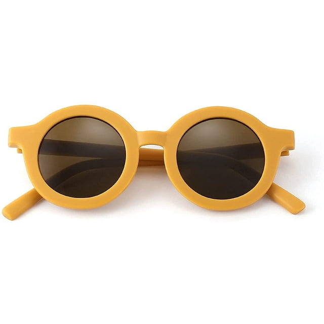 FEISEDY Lunettes de Soleil Rondes Mignonnes pour Enfants Filles Garçons Bébés Protection UV400 Parfaites pour Activités Extérieures Ou Cadeaux B2788
