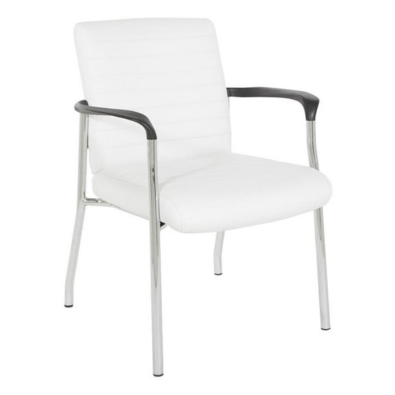 Guest Chair in White Faux Leather with Chrome Frame