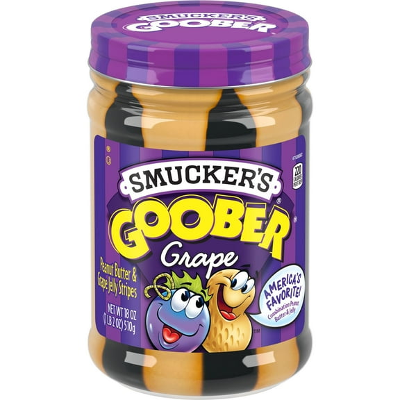 Smucker’s Goober Grape, Peanut Butter & Grape Jelly Stripes, 18 oz Jar