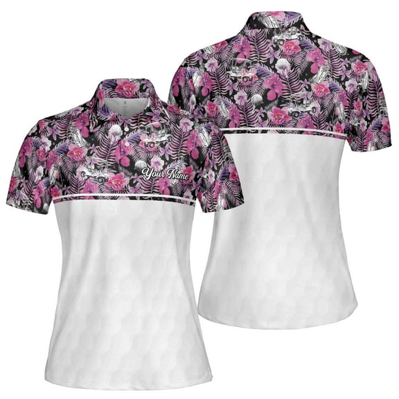 Custom Name Tropical Patterns Golf Custom Women's Polo Shirt S-5XL