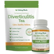 Calming Blends Diverticulitis Tea and Probiotic (40 Billion CFU per serving, 60 Capsules) Supports Digestive Health