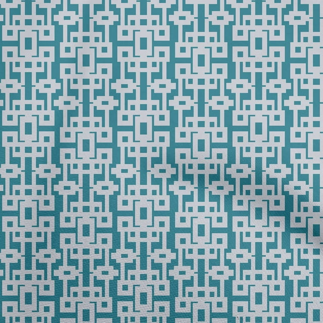 oneOone Polyester Spandex Teal Blue Fabric Geometric Craft Projects Decor Fabric Printed By The Yard 56 Inch Wide