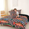 thumbnail image 4 of Manfei Cartoon Trout Full Size Comforter Sets, Stripe Abstract Bedding Comforter Set, Pink Black Orange, Black Reversible, 3-Piece, 1 Comforter and 2 Pillowcases, 4 of 7