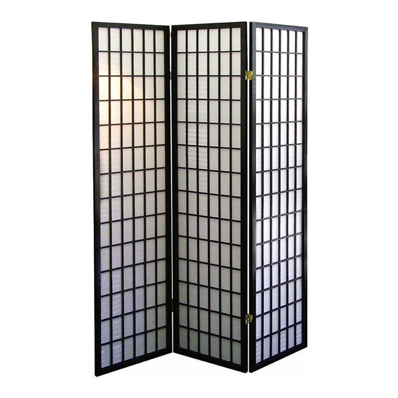 ORE International 3-Panel Room Divider - Natural-Finish:Black
