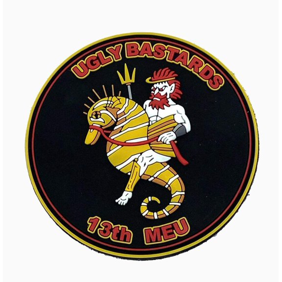 VMM-362 and 2nd Batt 4th Marine Reg Ugly Bastards 13th MEU PVC Shoulder Patch With Hook and Loop