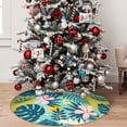thumbnail image 5 of Lsque Tropical Floral Print Christmas Tree Skirt, Tree Skirt with Ties or Velcro, Perfect for Holiday Decorations, Halloween, and New Year-36", 5 of 7