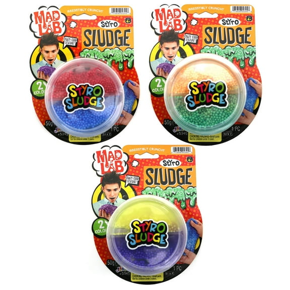 Ja-Ru Styro Sludges Mad Lab Set of 3 Multicolor Crunchy Slimes