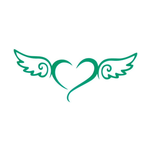 Unique Bargains Reflective Bumper Decal Green Square Heart Shaped Angel-Wings-Pattern Reflective Car Sticker Personalized Decoration Vehicle Body or Door or Window