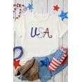 thumbnail image 2 of Women's White Sequin USA Graphic Crew Neck Tee - Patriotic Summer Top | [ZhiHiMeRi] | (US 20-22)2XL, 2 of 7