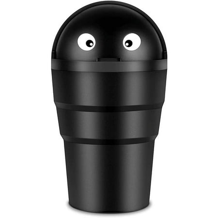 Universal Automotive Cup Holder Car Garbage Can with Lid Cute Mini Automotive Leakproof Vehicle Trash Bin for Car Office Home (Black)