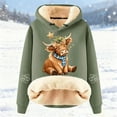 thumbnail image 2 of Tiweut Christmas Sweatshirts For Women, Ugly Christmas Sweater Women Highland Cow Hoodies Fleece Sherpa Lined Pullover Tops,A-Army Green,Army Green, 2 of 3