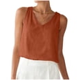thumbnail image 4 of vigerkar Womens V Neck Crop Tank Tops Spring Summer Sleeveless Tops (Brick Red, L), 4 of 8