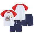 thumbnail image 3 of FLMEI Toddler Kids Boys Short Sleeve 2PCS Outfit Summer Cartoon Print Pullover T-Shirts Tops Comfy Shorts Casual Set for Baby Size 2-8T, 3 of 9