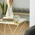 thumbnail image 2 of DecMode 4" Gold Stainless Steel Clock with Faux Marble Face, 2 of 7