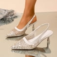 thumbnail image 6 of Miluxas Lace Mesh Slingback Heels for Women Embroidered Kitten Heels Bridal Shoes Pointed Toe Wedding Pumps Gold 6.5(38), 6 of 9