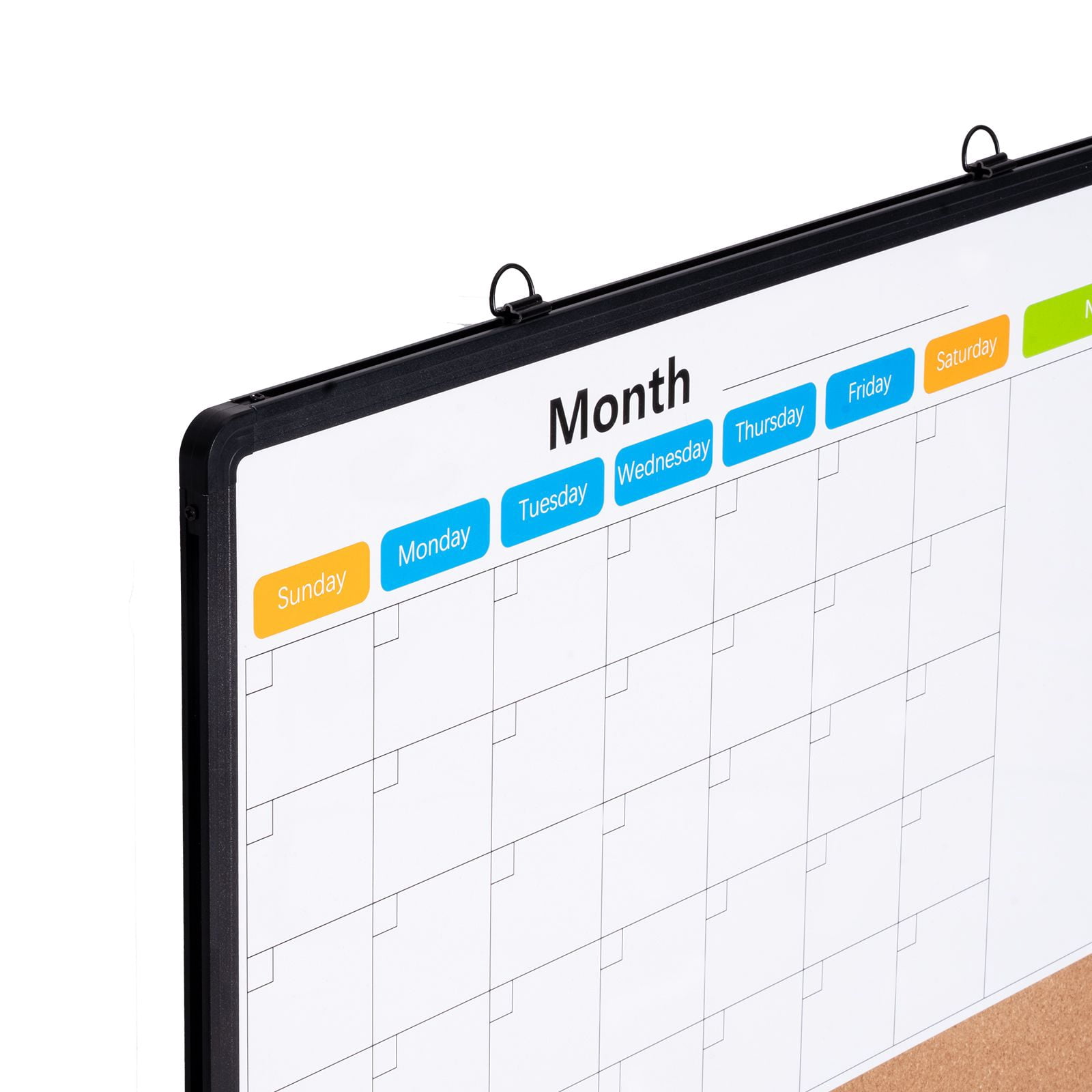 Multi-Functional Combination Board 36"x24" with Monthly Calendar, Cork Area, Aluminum Frame, for Office Home Classroom