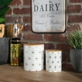 thumbnail image 3 of Round Ceramic Canister with Bamboo Lid and Star Lattice Design, Gloss White Finish -, 3 of 3