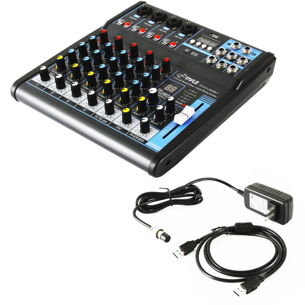 Pyle PMXU63BT - 6-Ch. Bluetooth Studio Mixer - DJ Controller Audio Mixing Console System