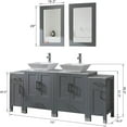 thumbnail image 6 of 72" Bathroom Vanity Cabinet  Washbasin Solid Wood Marble Pattern Top with Sink,Mirror,Faucet & Drain,Grey, 6 of 9