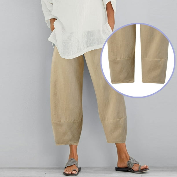 WILLBEST Pantalones Casuales para Mujer, de Uso Diario, de Color Sólido, con Cintura Elástica, Largos y Bolsillos Laterales para Un Estilo y Comodidad Sin Esfuerzo. Mediana