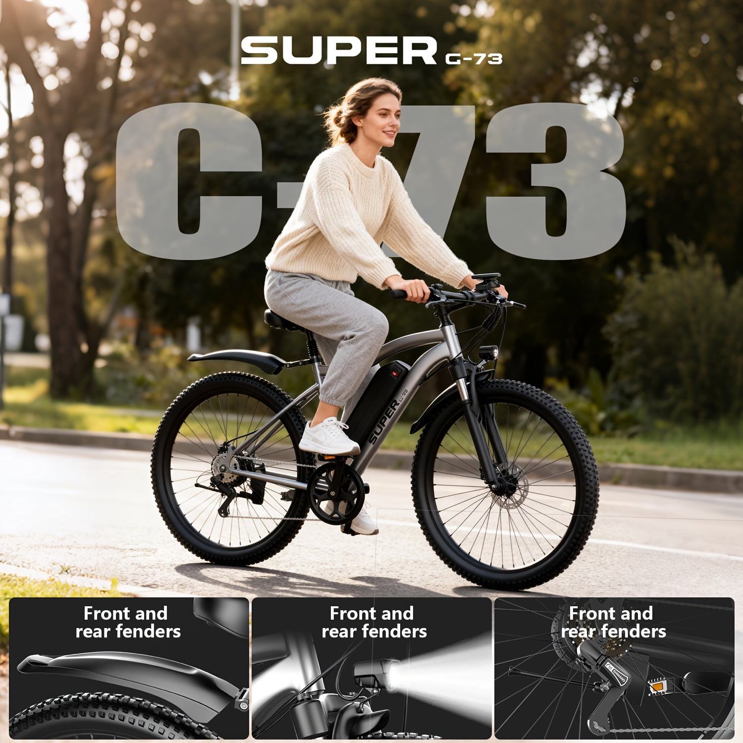 Adult Electric Bicycle, Electric Mountain Bike, 500W-740W(Peak) Motor, 15-20 Mph, Can Travel Over 10-45 Miles On A Single Charge, 48V 10AH/13AH Detachable Battery, Front Fork Suspension