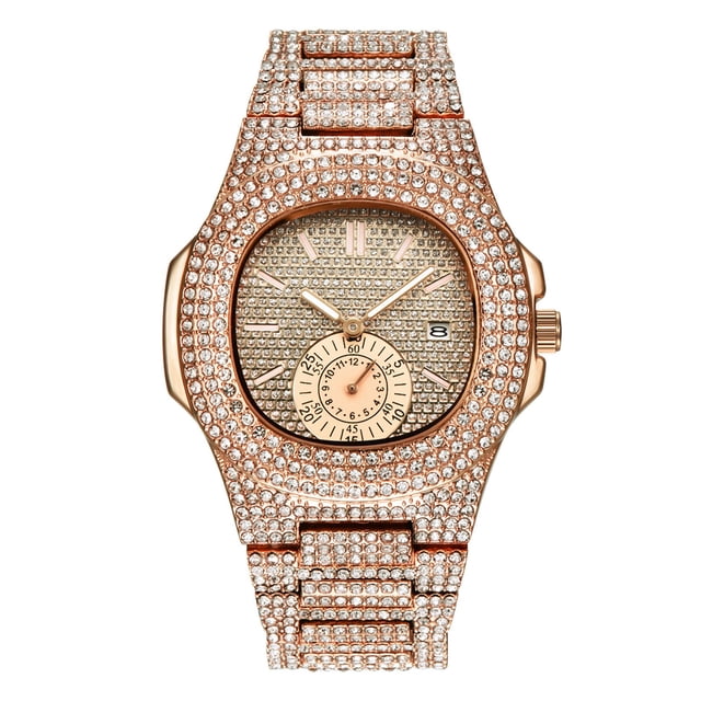 Reloj de cuarzo para hombre, reloj de pulsera de acero para hombre, reloj de diseño clásico de moda dorado para hombre