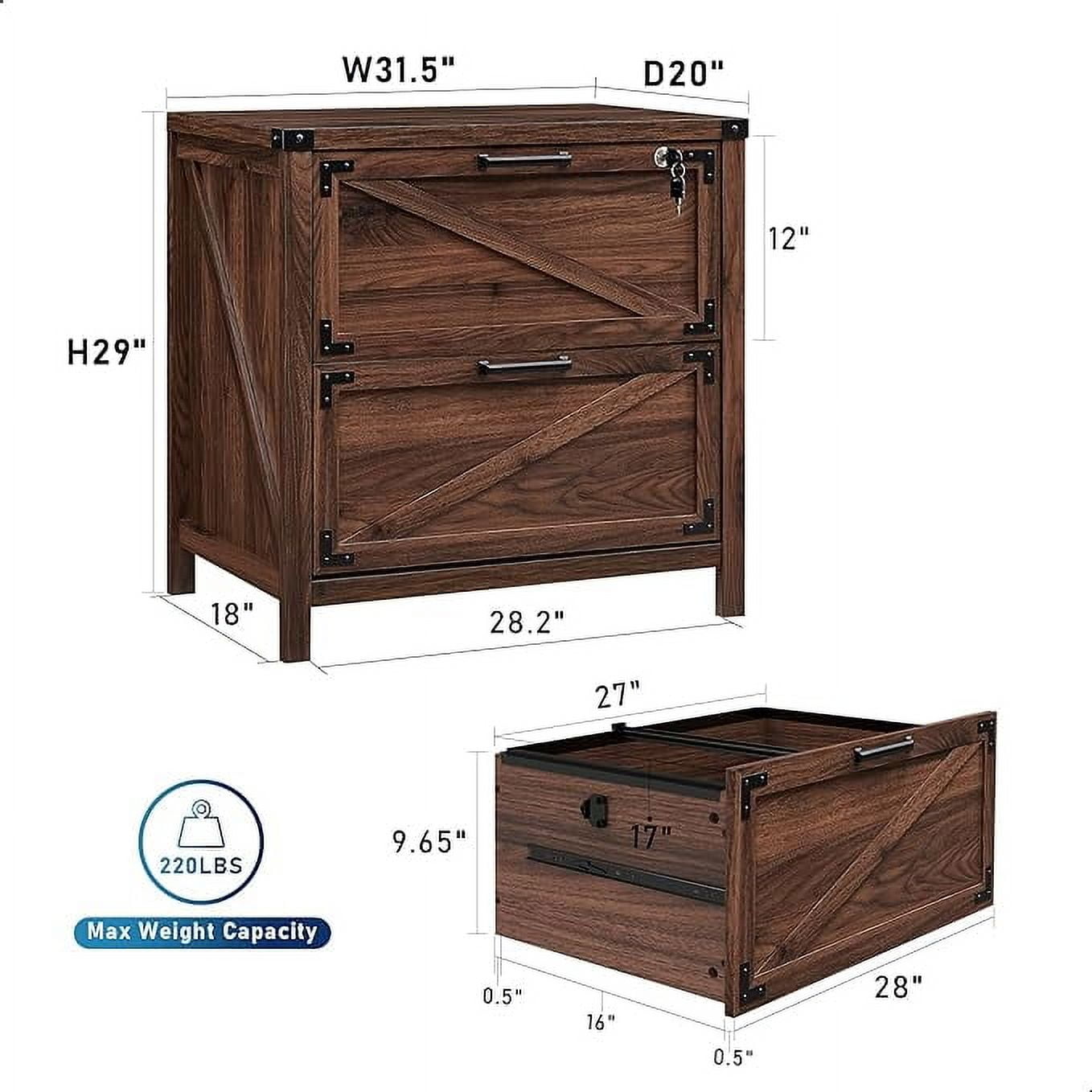 T4TREAM Lockable File Cabinet Farmhouse Wood 2 Drawer Large T4TREAM Lockable File Cabinet Farmhouse Wood 2 Drawer Large