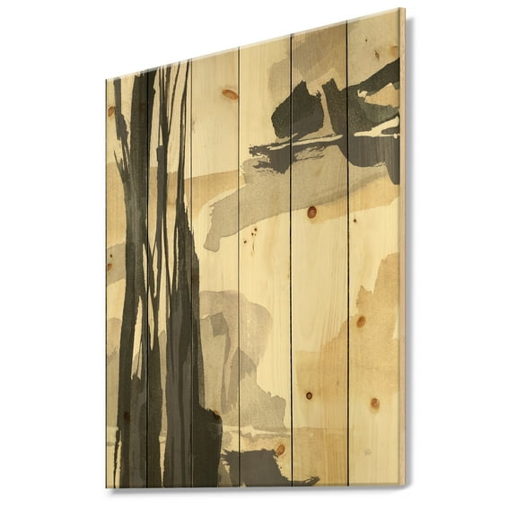 Designart 'Abstract Glam Dancing shape II' Modern & Contemporary Print on Natural Pine Wood