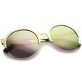 thumbnail image 4 of sunglassLA Unisex Modern Metal Half-Frame Color Mirrored Lens Round Sunglasses (Gold / Pink Mirror) - 55mm, 4 of 4