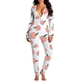 thumbnail image 2 of Aunavey Womens One Piece Pajamas Bodycon Jumpsuit Union Suit with Button Back Butt Flap, 2 of 5