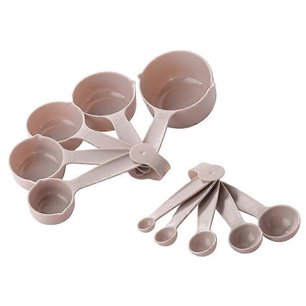 Juego de 10 tazas y cucharas medidoras de plástico apilables de grado alimenticio para utensilios de cocina