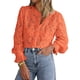 thumbnail image 1 of Blusa de Encaje para Mujer PRETTYGARDEN Manga Larga con Botones Naranja Talla L, 1 of 9