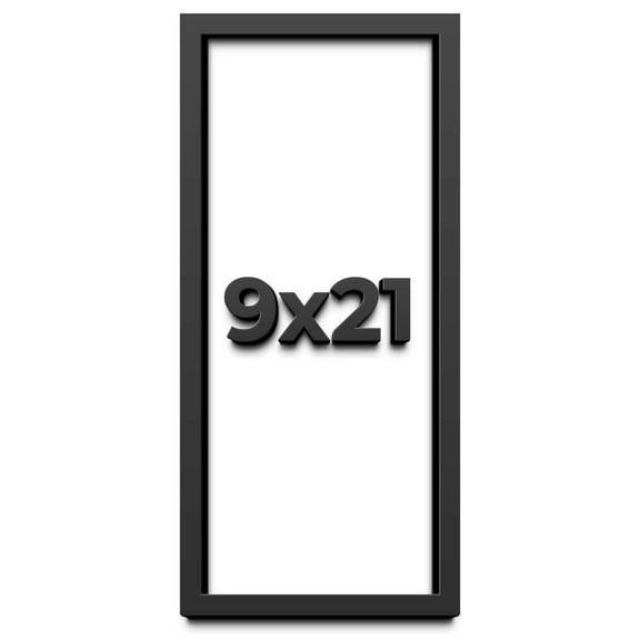 9x21 Shadow Box Frame Black | 1 inches Deep Real Wood Contemporary Shadowbox Display Frame | UV